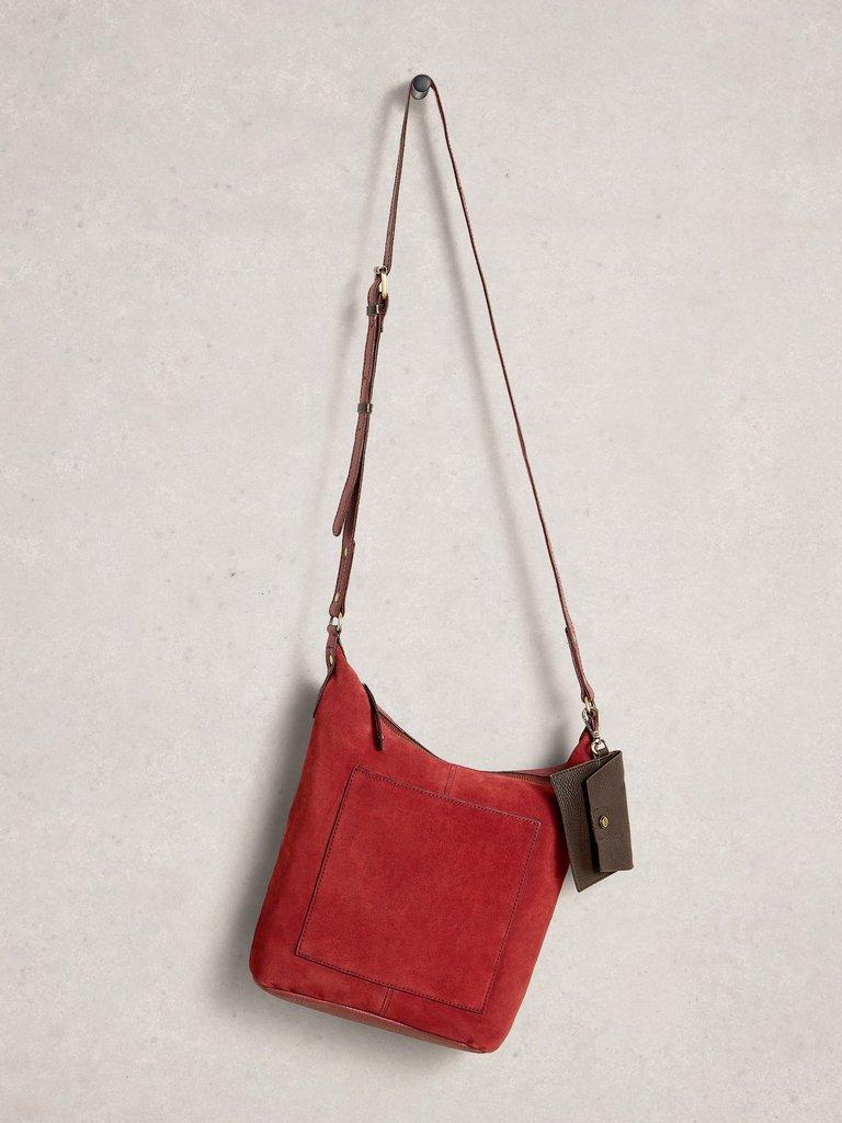 Fern Crossbody Suede in DK RED - FLAT FRONT
