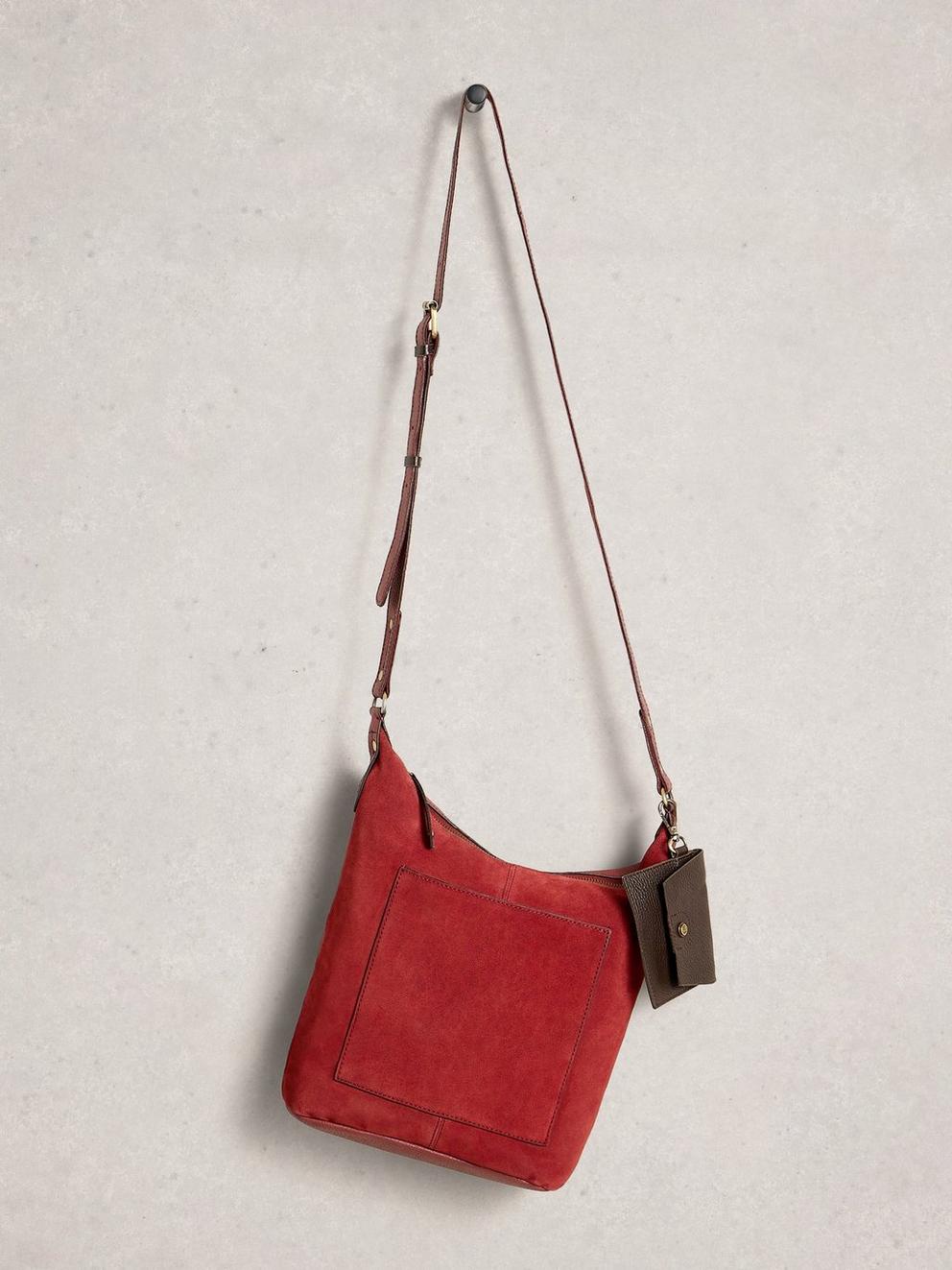 Fern Crossbody Suede in DK RED - FLAT FRONT