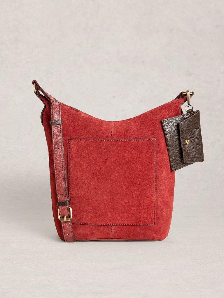 Fern Crossbody Suede in DK RED - LIFESTYLE