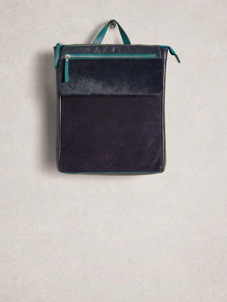 Tiggy Leather Backpack in DARK NAVY - FLAT FRONT