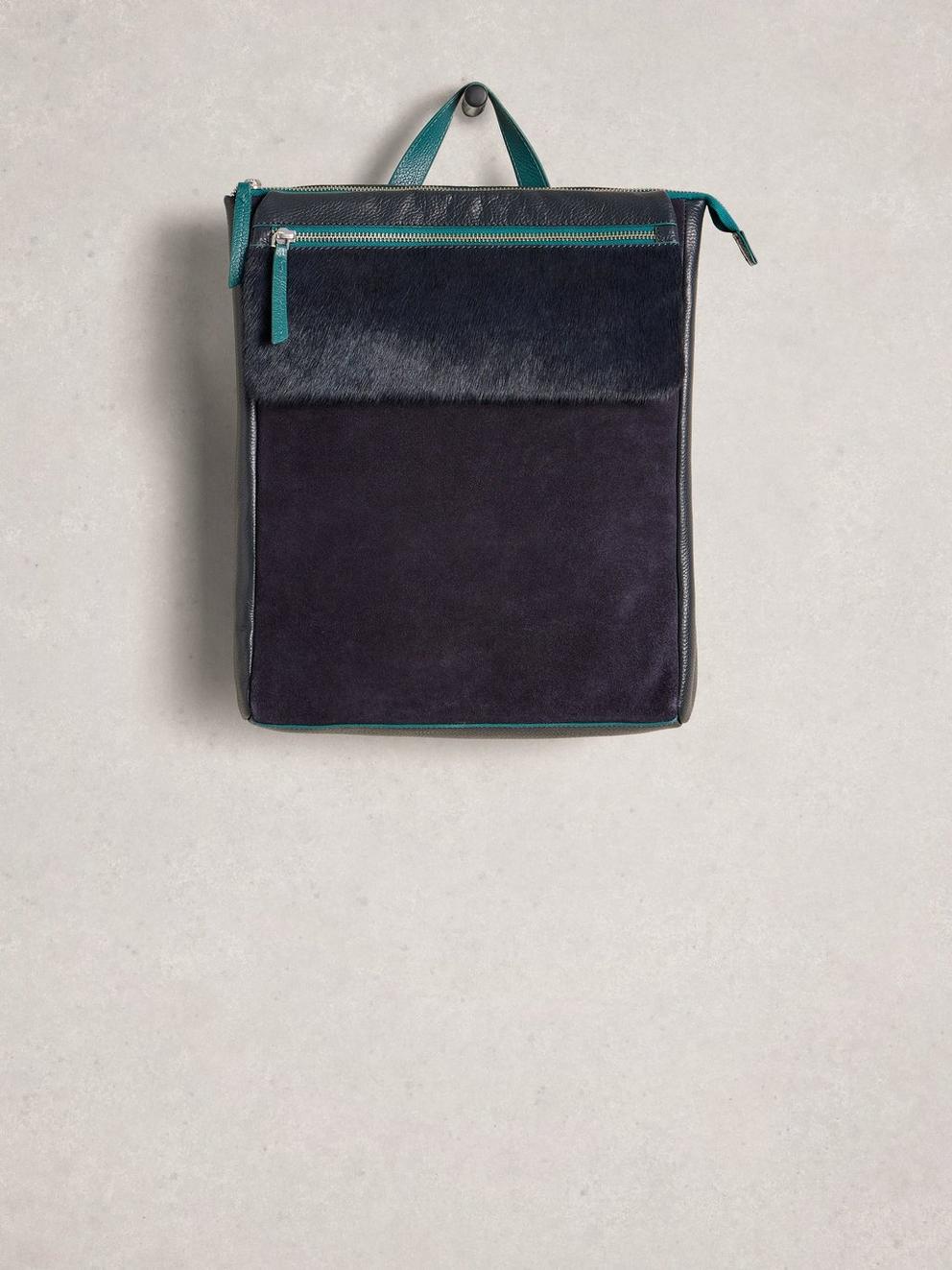 Tiggy Leather Backpack in DARK NAVY - FLAT FRONT