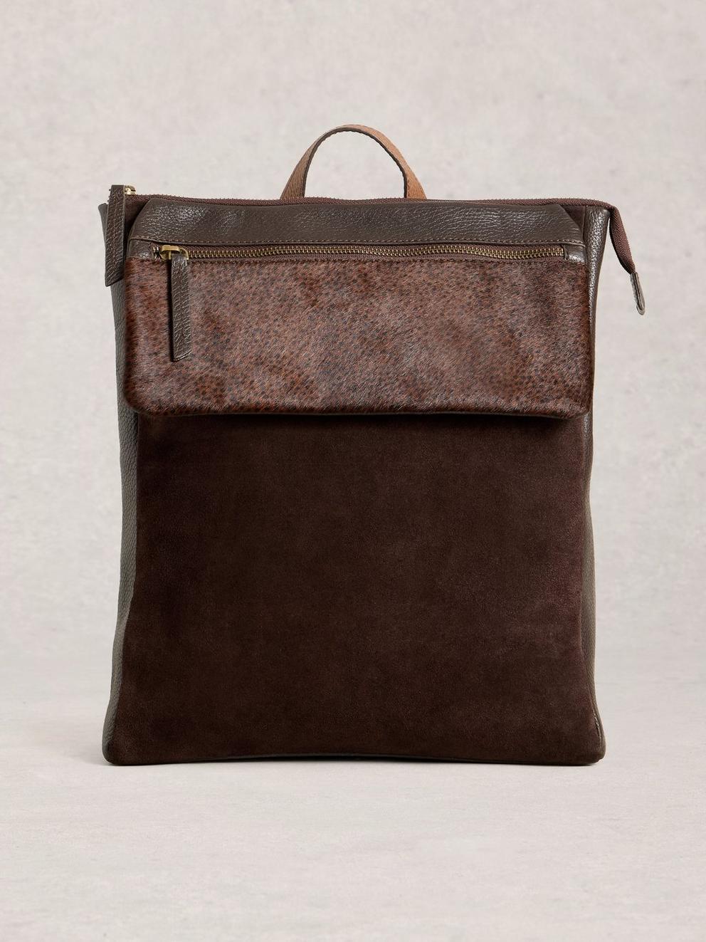 Tiggy Leather Backpack in DK BROWN - LIFESTYLE