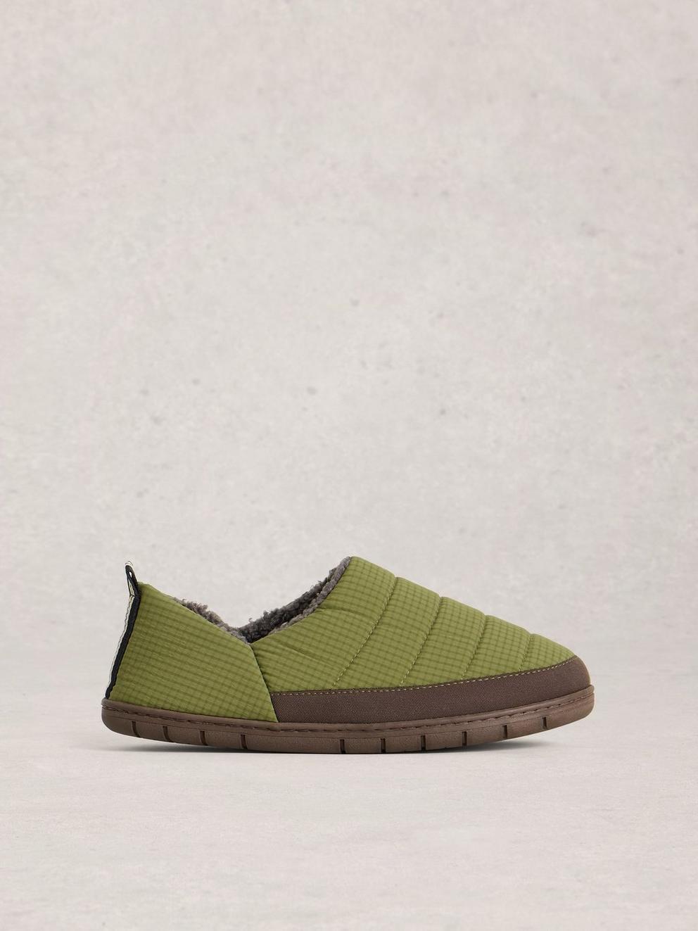 Puffer Nylon Slippers in KHAKI GRN - LIFESTYLE