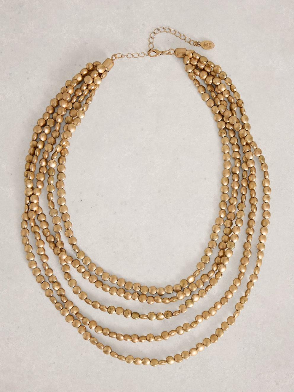 Zoey Multi Layer Necklace in GLD TN MET - FLAT FRONT