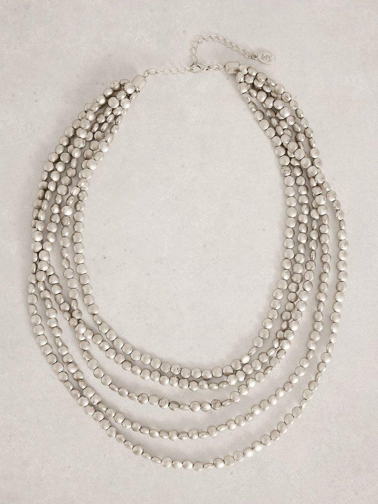 Zoey Multi Layer Necklace in SLV TN MET - FLAT FRONT
