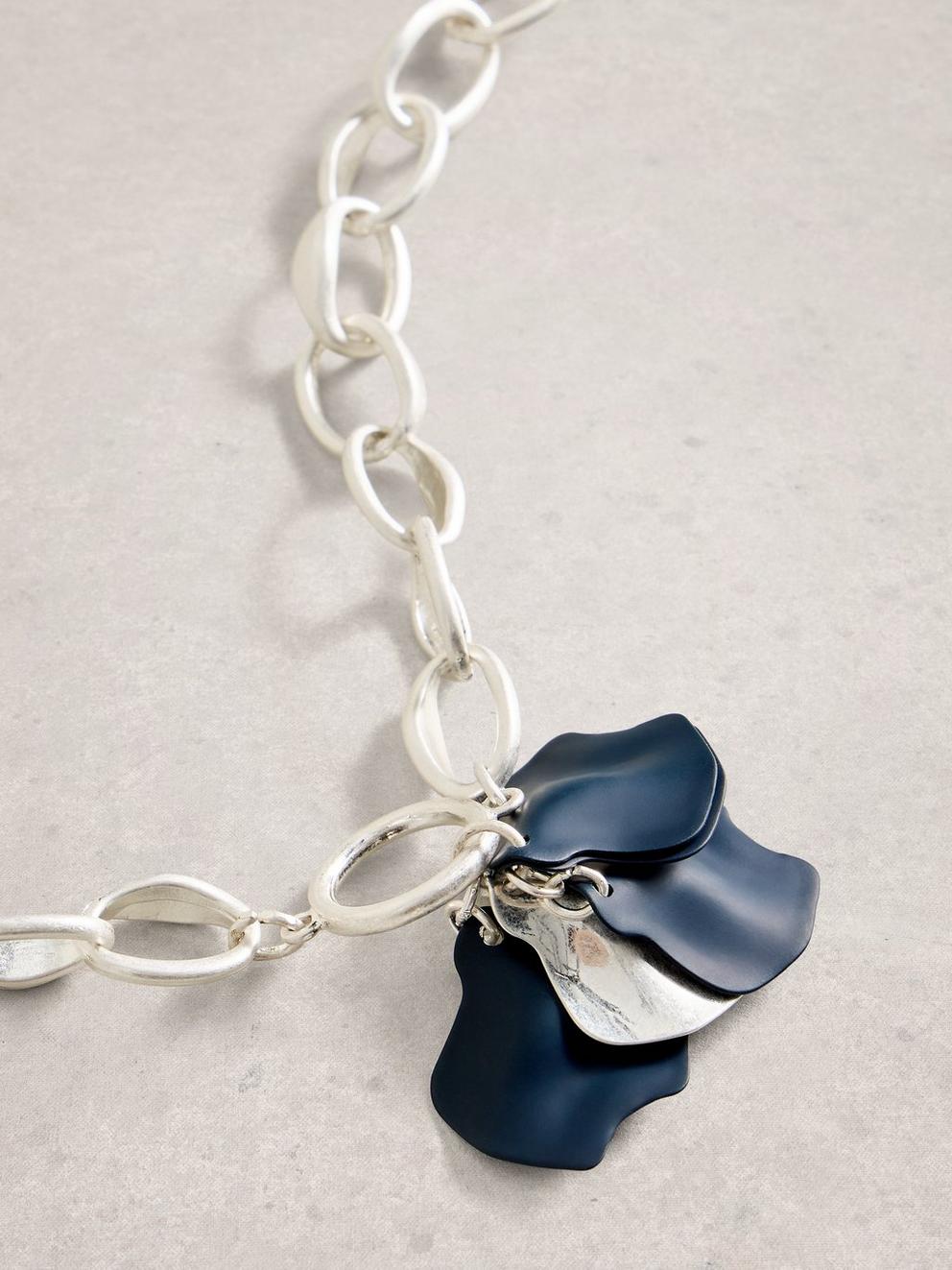 Petal Chloe Necklace in NAVY MULTI - FLAT DETAIL