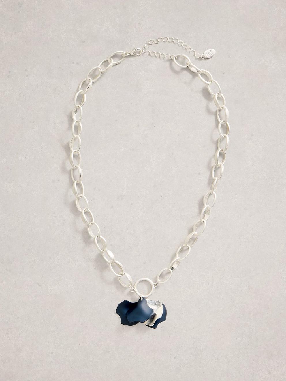 Petal Chloe Necklace in NAVY MULTI - FLAT FRONT