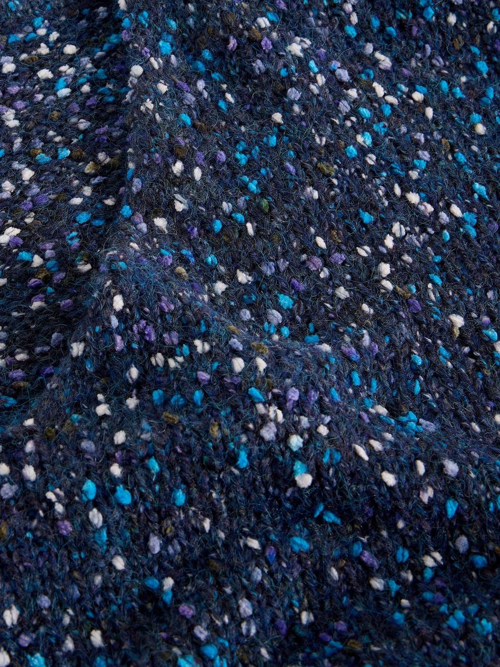 V NECK TEXTURED JUMPER in DARK NAVY - FLAT DETAIL