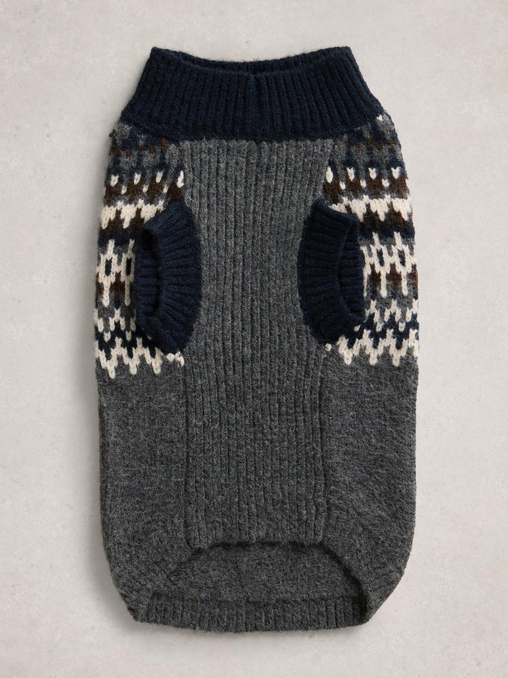 DOG FAIRISLE JUMPER in GREY MLT - FLAT BACK