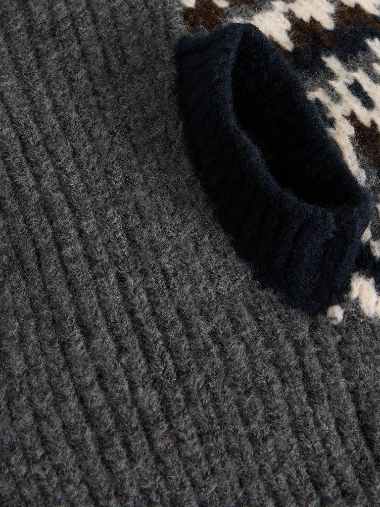 DOG FAIRISLE JUMPER in GREY MLT - FLAT DETAIL