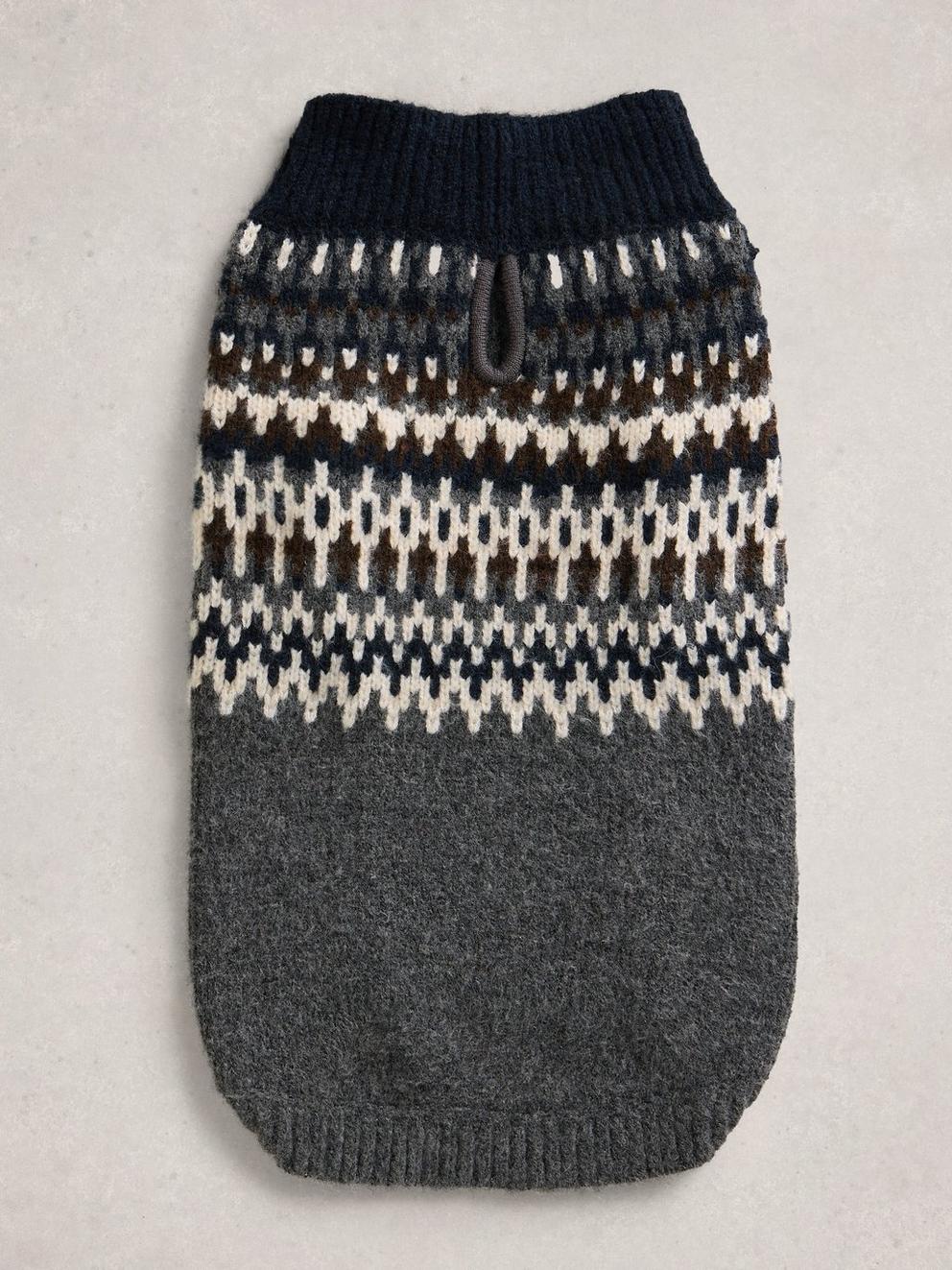 DOG FAIRISLE JUMPER in GREY MLT - FLAT FRONT
