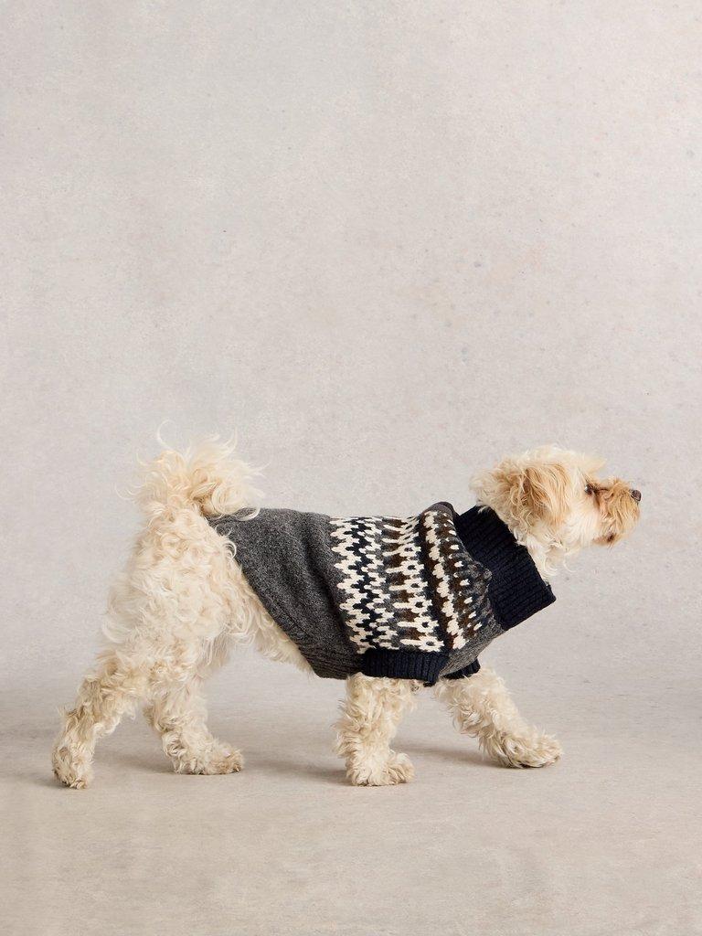 DOG FAIRISLE JUMPER in GREY MLT - MODEL DETAIL