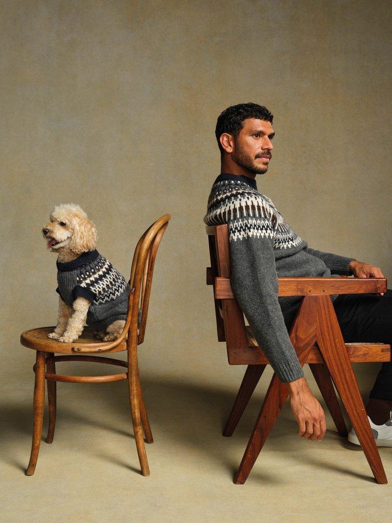 DOG FAIRISLE JUMPER in GREY MLT - MIXED