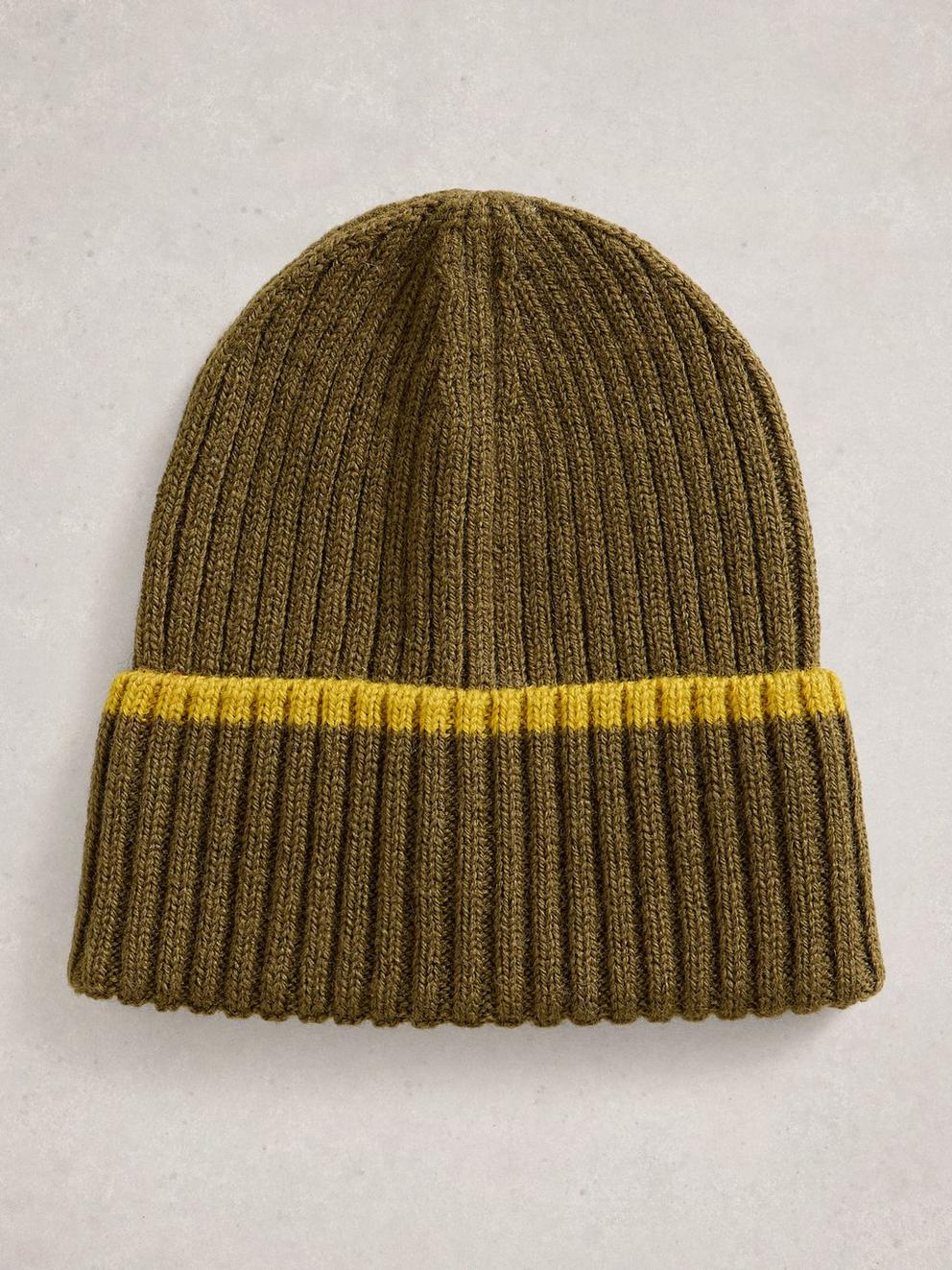 Mens Hat and Glove Set in KHAKI GRN - FLAT DETAIL