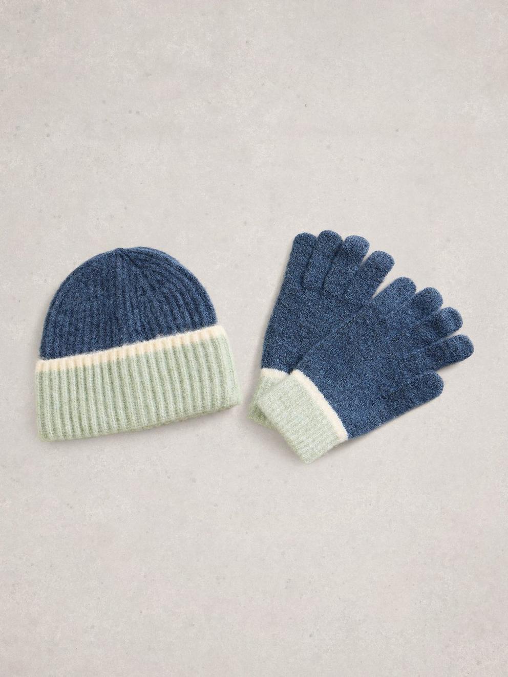 Hat and Glove Gift Box in BLUE MLT - FLAT FRONT