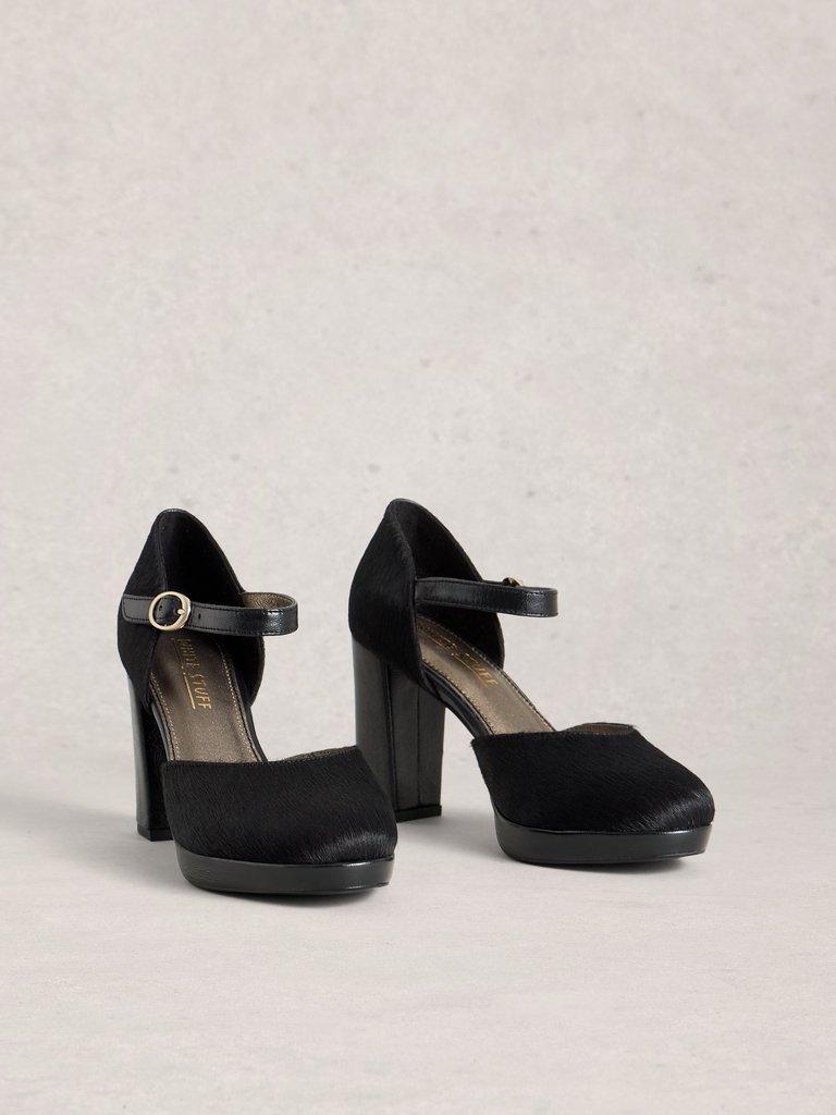 Priscilla Platform Strap Shoe in PURE BLK - FLAT FRONT