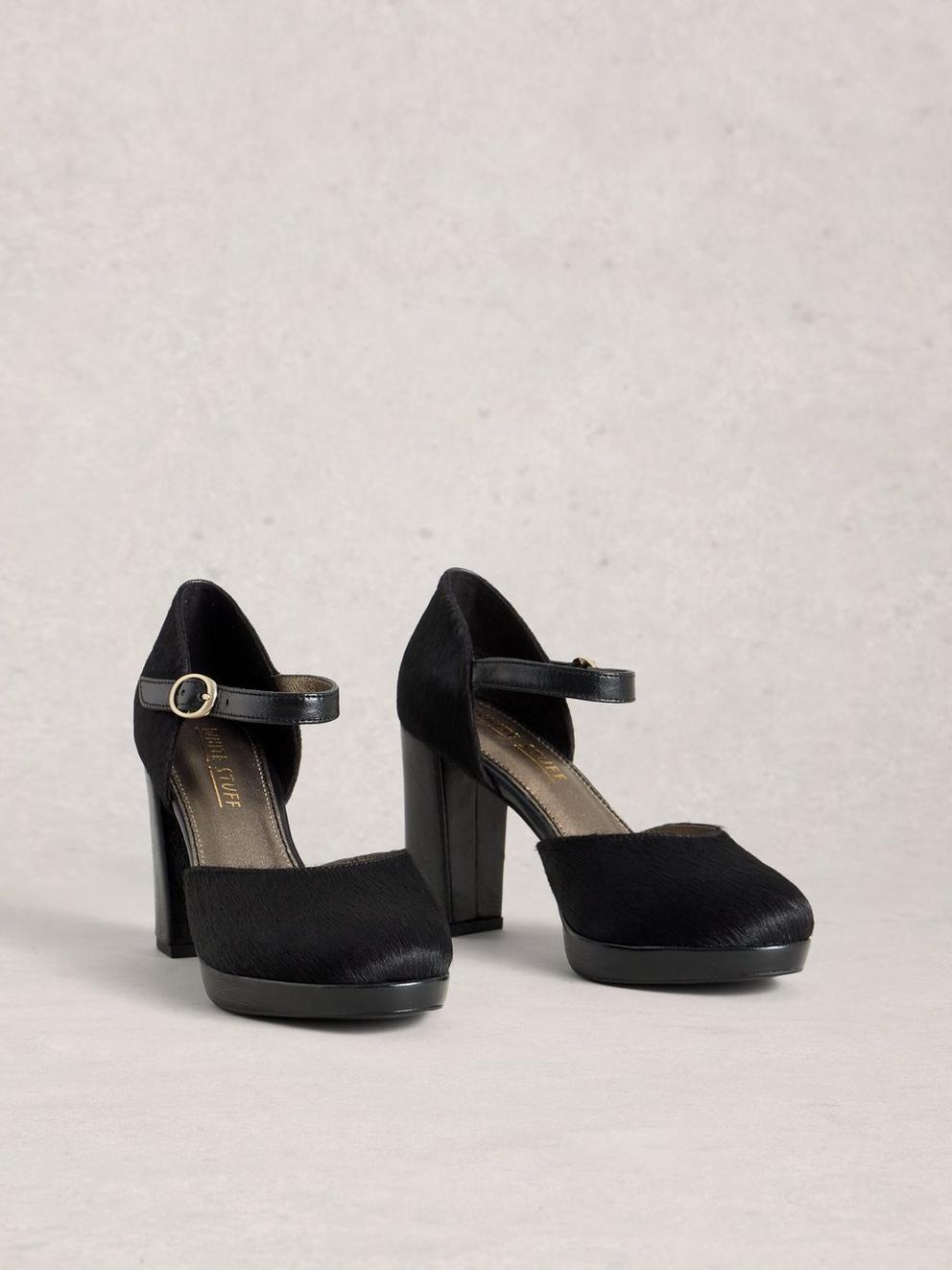 Priscilla Platform Strap Shoe in PURE BLK - FLAT FRONT