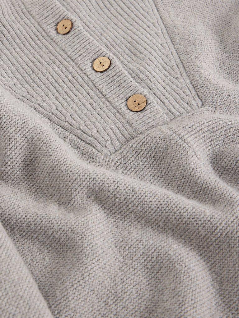 Funnel Neck Poncho in LGT GREY - FLAT DETAIL