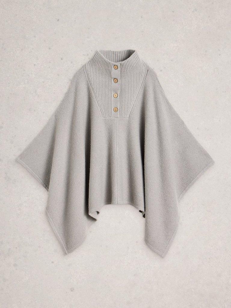 Funnel Neck Poncho in LGT GREY - FLAT FRONT