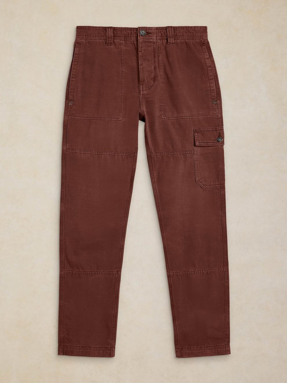 Kemble Cargo Trouser in DK BROWN - FLAT FRONT