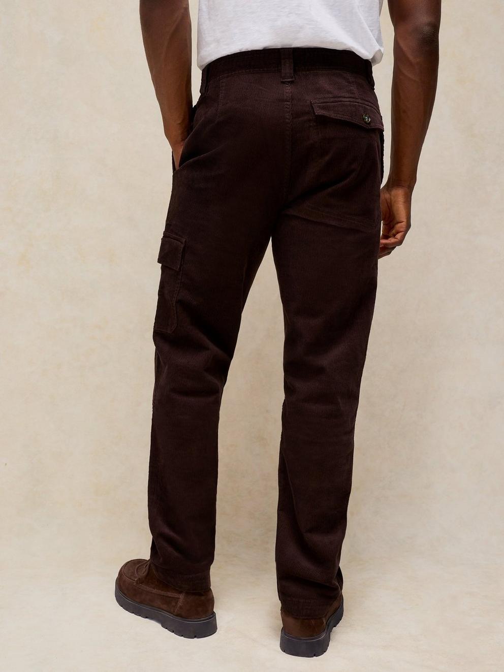 Kemble Cargo Trouser in DK BROWN - MODEL BACK