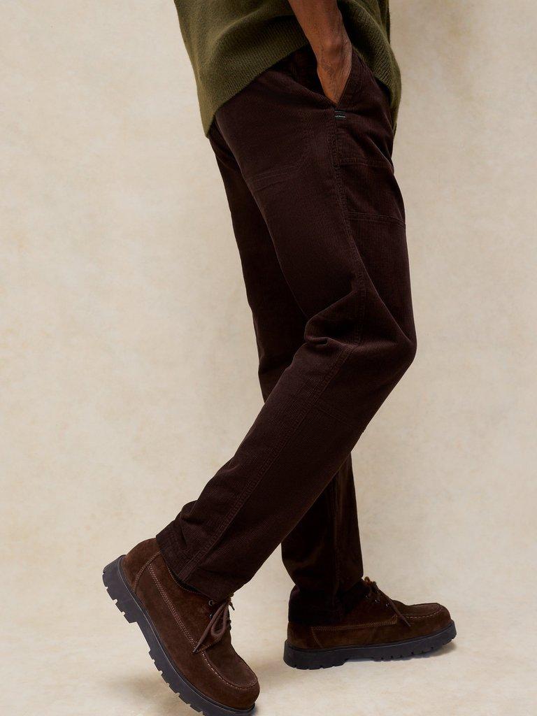 Kemble Cargo Trouser in DK BROWN - MODEL DETAIL