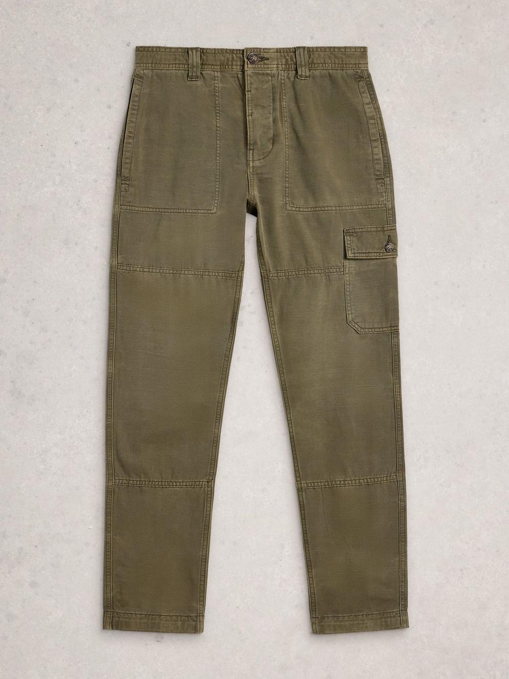 Kemble Cargo Trouser in KHAKI GRN - FLAT FRONT