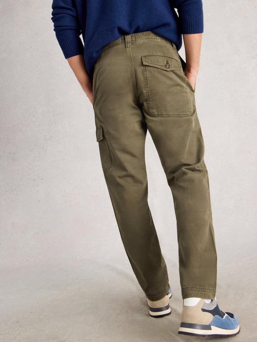 Kemble Cargo Trouser in KHAKI GRN - MODEL BACK