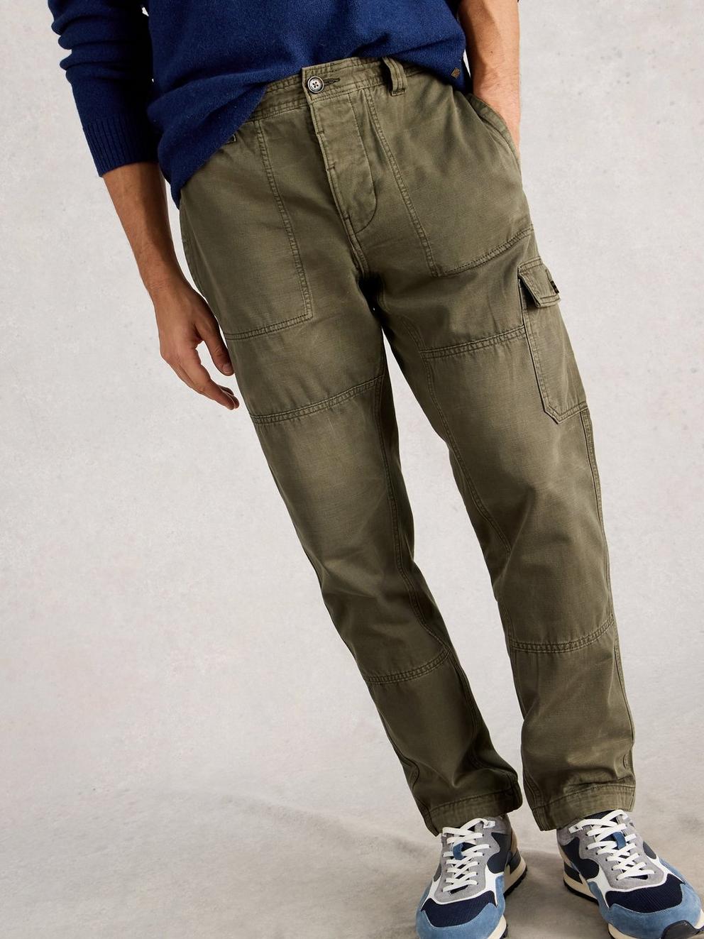 Kemble Cargo Trouser in KHAKI GRN - MODEL DETAIL