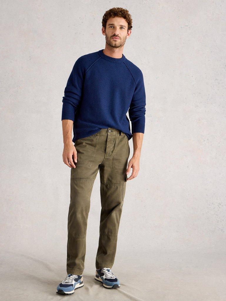 Kemble Cargo Trouser in KHAKI GRN - MODEL FRONT
