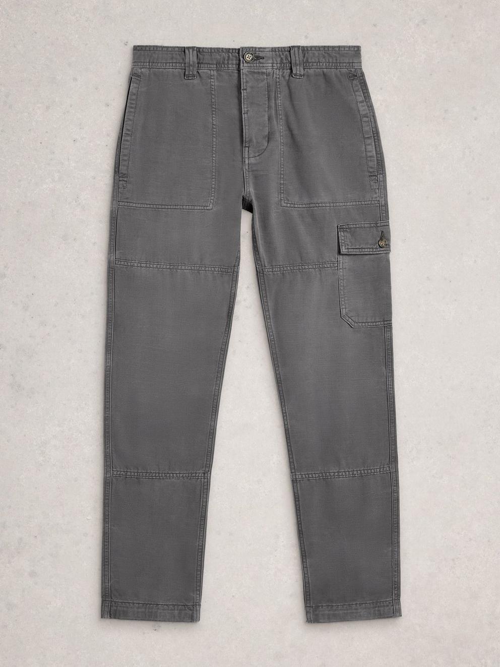 Kemble Cargo Trouser in WASHED BLK - FLAT FRONT