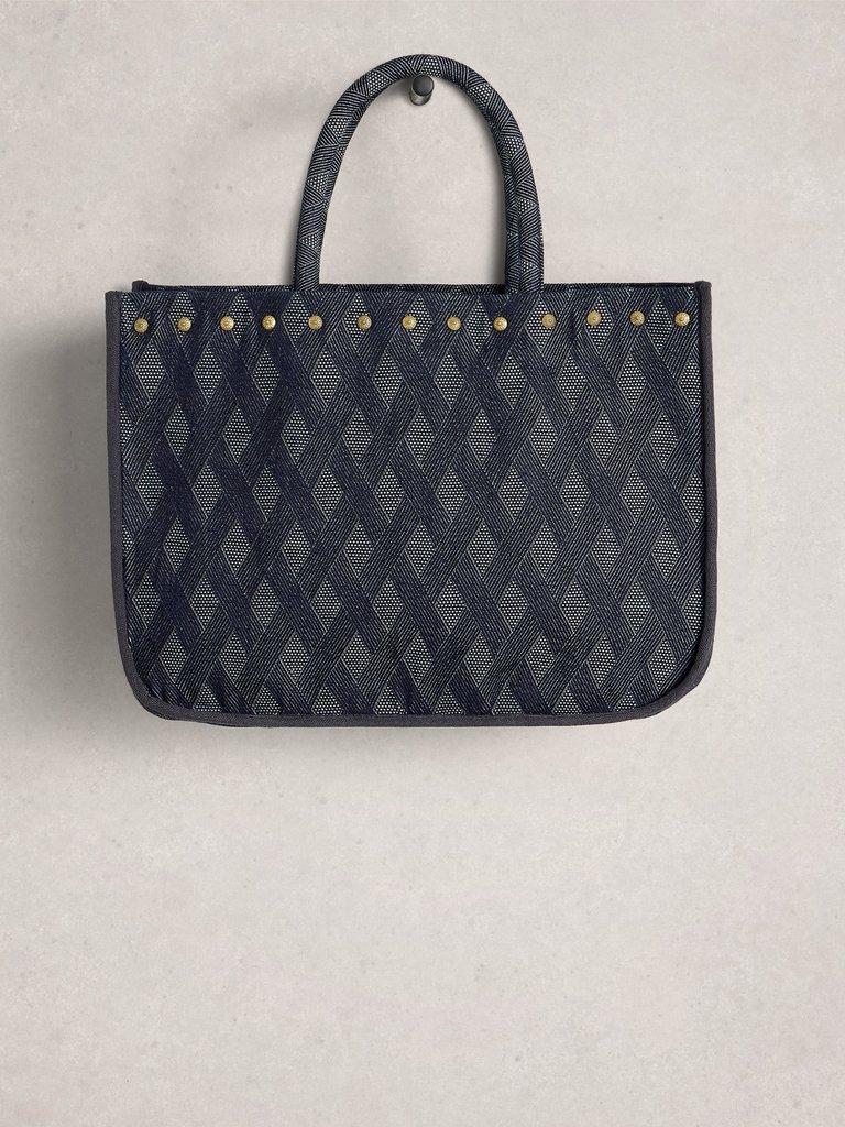 Jacquard Jasmine Tote in BLUE MLT - FLAT FRONT