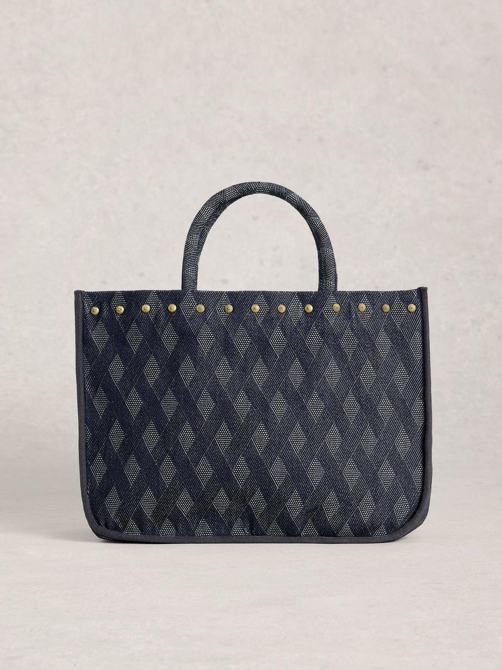 Jacquard Jasmine Tote in BLUE MLT - LIFESTYLE