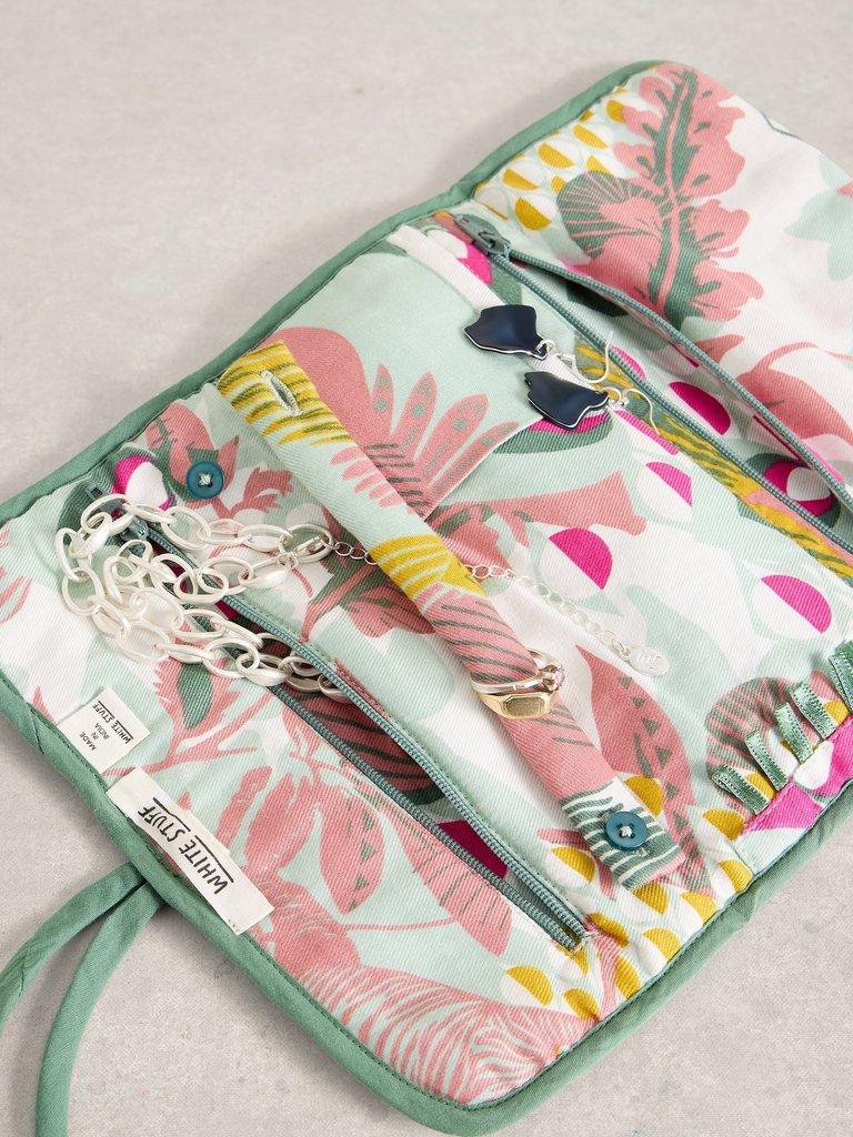 Printed Jewellery Roll in GREEN MLT - FLAT DETAIL