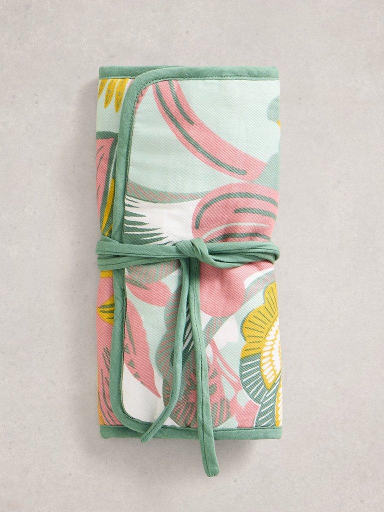 Printed Jewellery Roll in GREEN MLT - FLAT FRONT