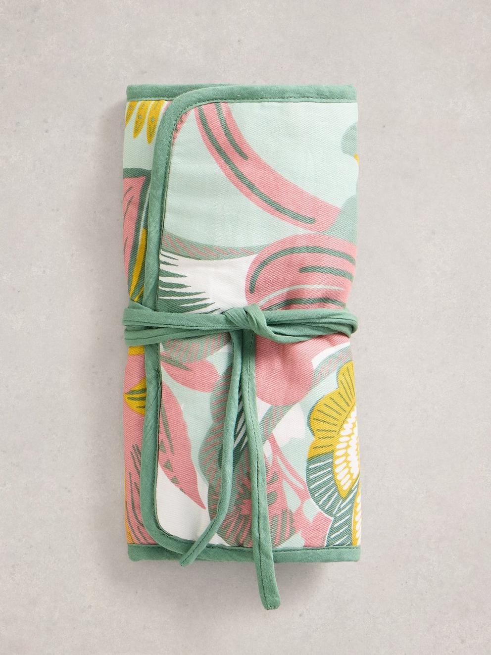 Printed Jewellery Roll in GREEN MLT - FLAT FRONT