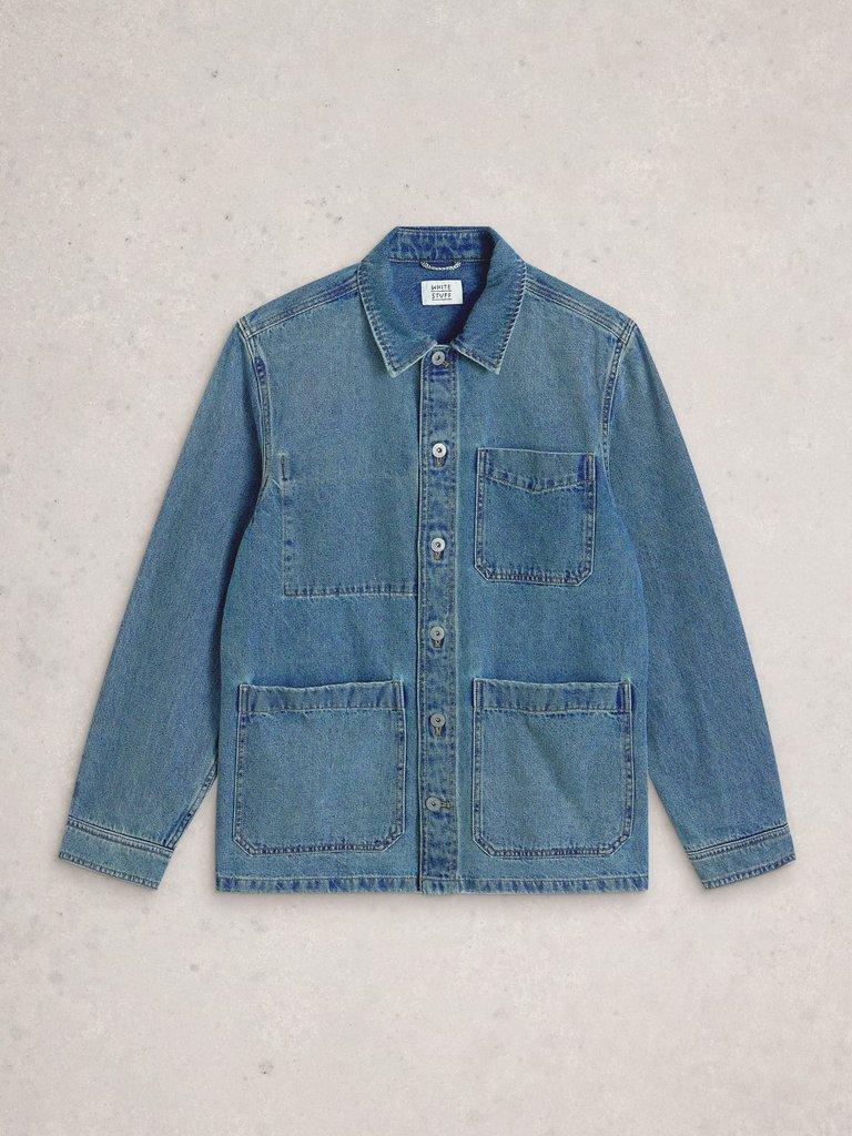Westgate Denim Workwear Jacket in MID DENIM - FLAT FRONT