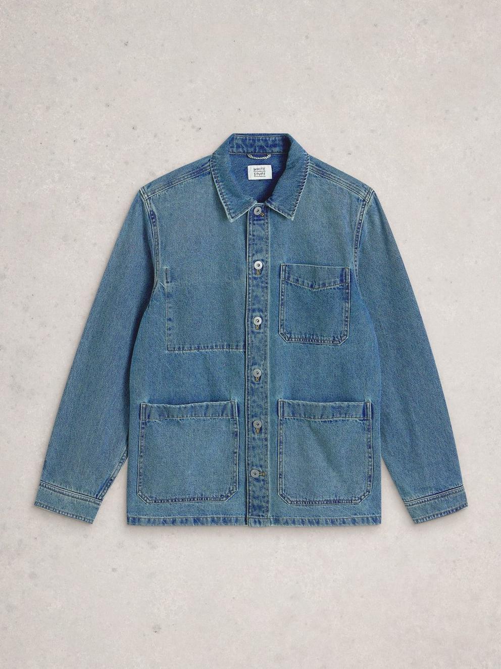 Westgate Denim Workwear Jacket in MID DENIM - FLAT FRONT