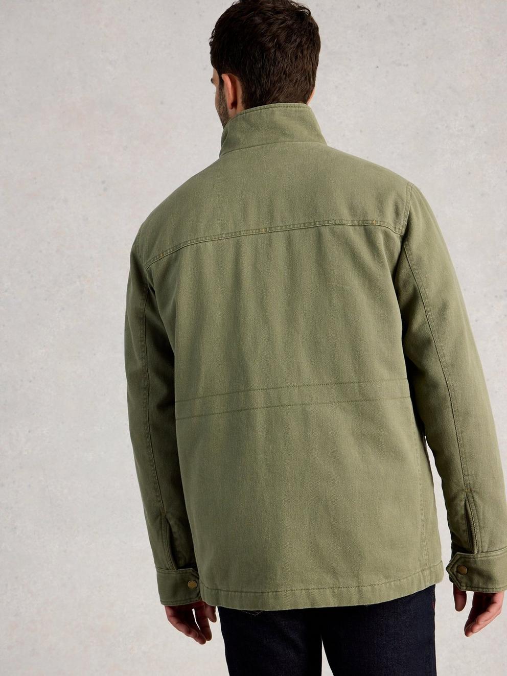 Marlow 4 Pocket Jacket in KHAKI GRN - MODEL BACK