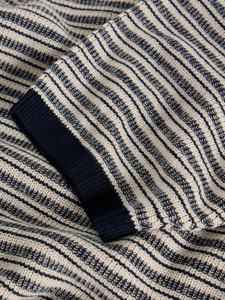 Bibury Knitted Tee in NAVY MULTI - FLAT DETAIL