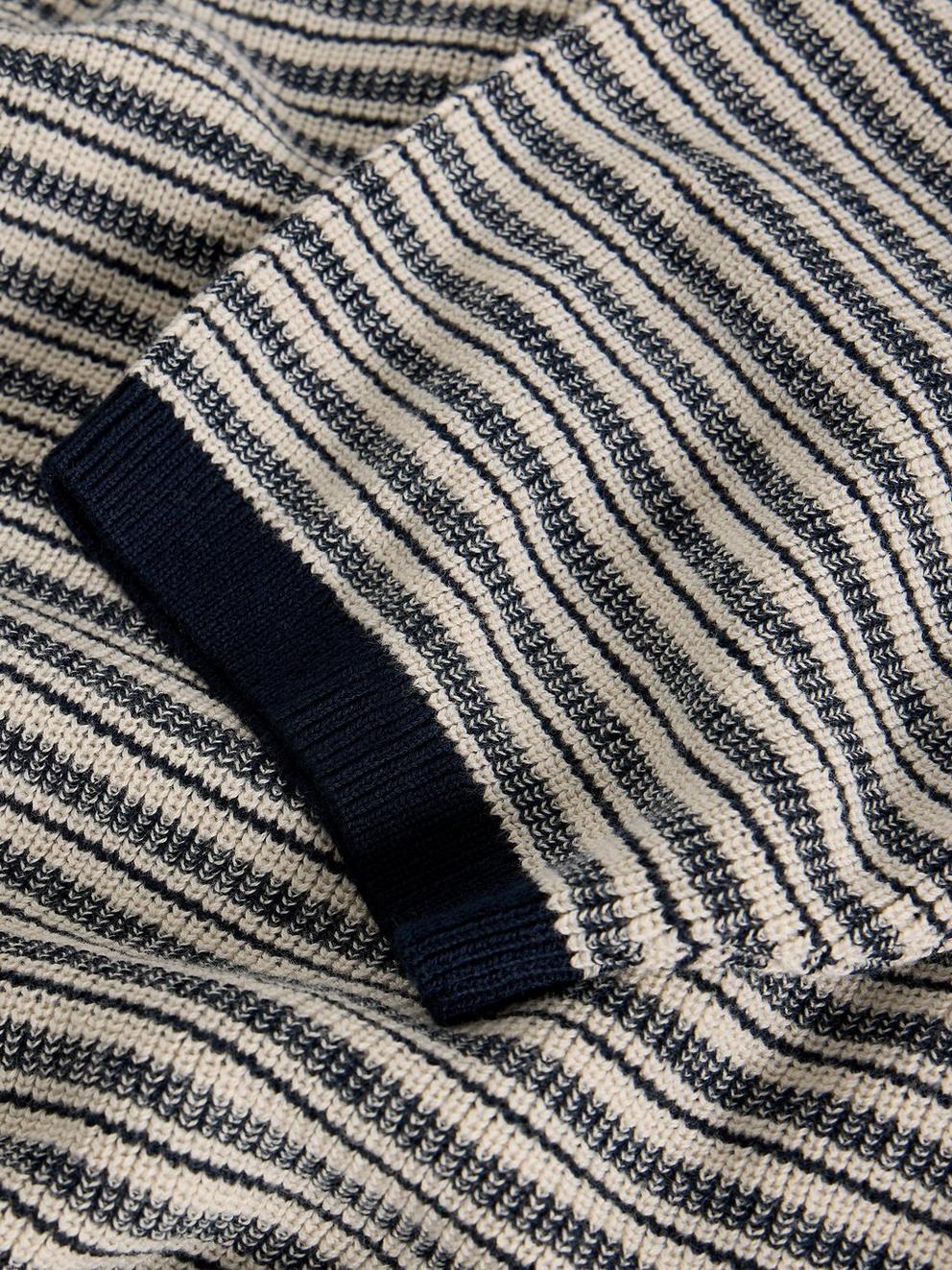 Bibury Knitted Tee in NAVY MULTI - FLAT DETAIL