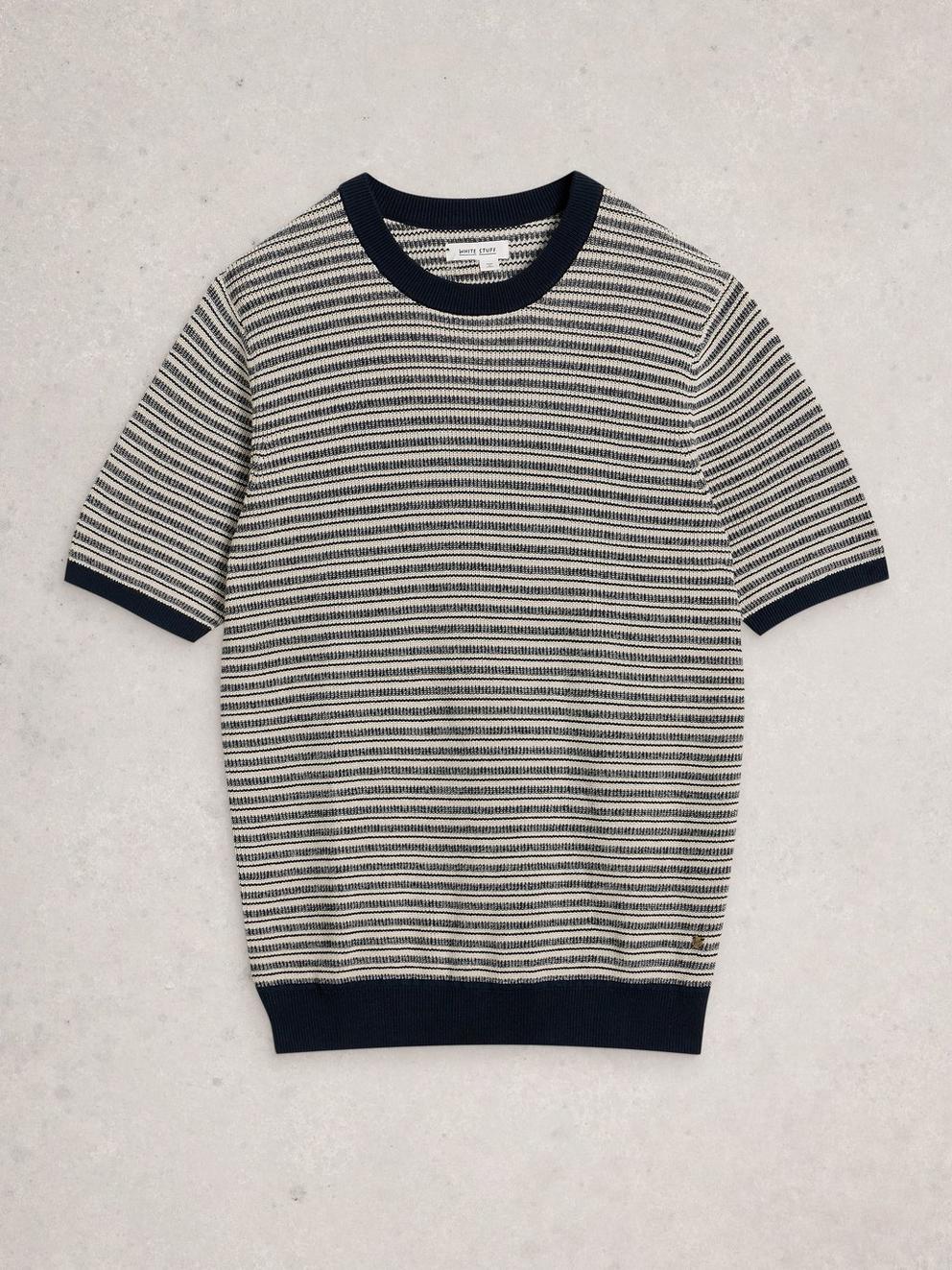 Bibury Knitted Tee in NAVY MULTI - FLAT FRONT
