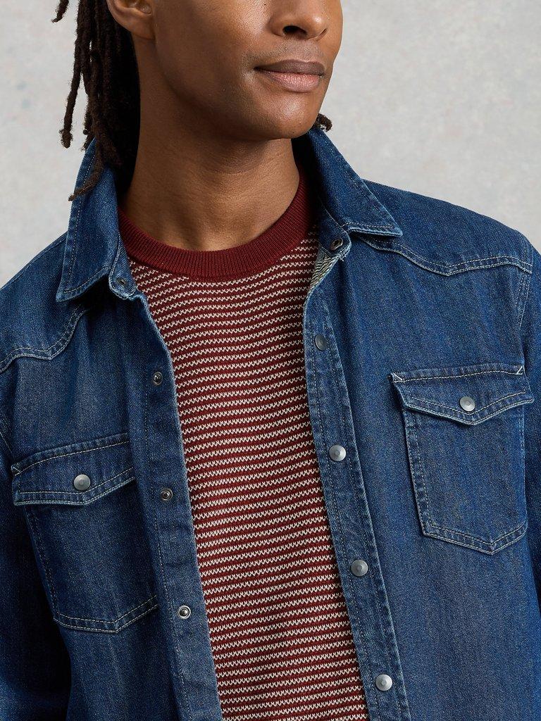 Bibury Knitted Tee in RED MLT - MODEL DETAIL