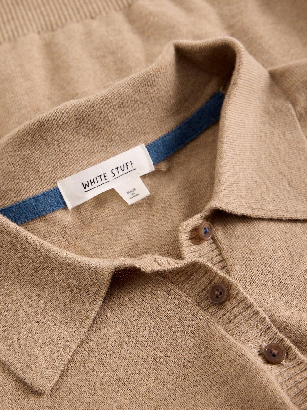 POPPY POLO TEE in DK NAT - FLAT DETAIL