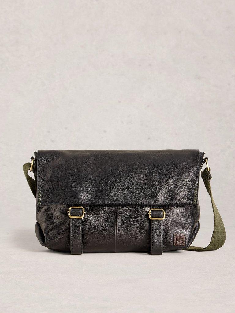 Leather Teddy Messenger Bag in PURE BLK - LIFESTYLE