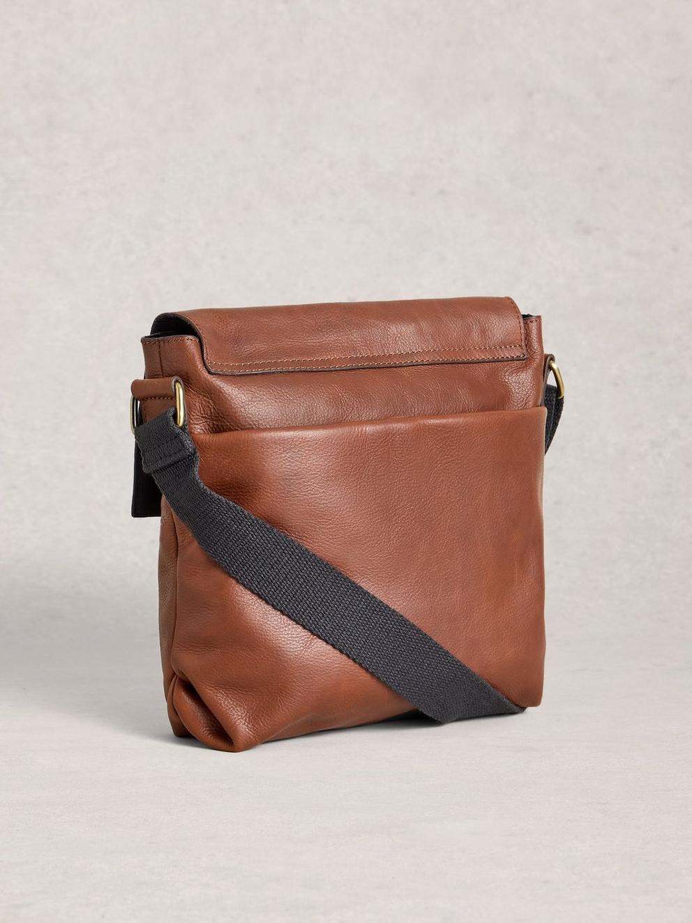 Frankie Crossbody Leather Bag in MID TAN - FLAT BACK