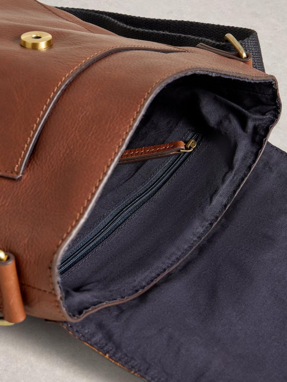 Frankie Crossbody Leather Bag in MID TAN - FLAT DETAIL