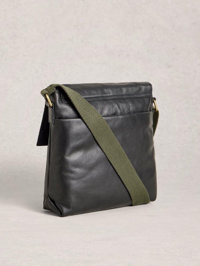 Frankie Crossbody Leather Bag in PURE BLK - FLAT BACK