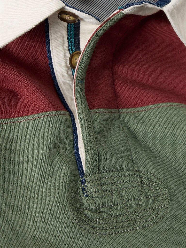 Cooper Cut  Sew Rugby in GREEN MLT - FLAT DETAIL