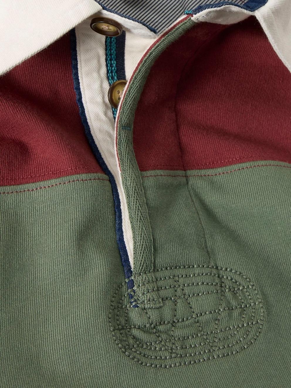 Cooper Cut  Sew Rugby in GREEN MLT - FLAT DETAIL
